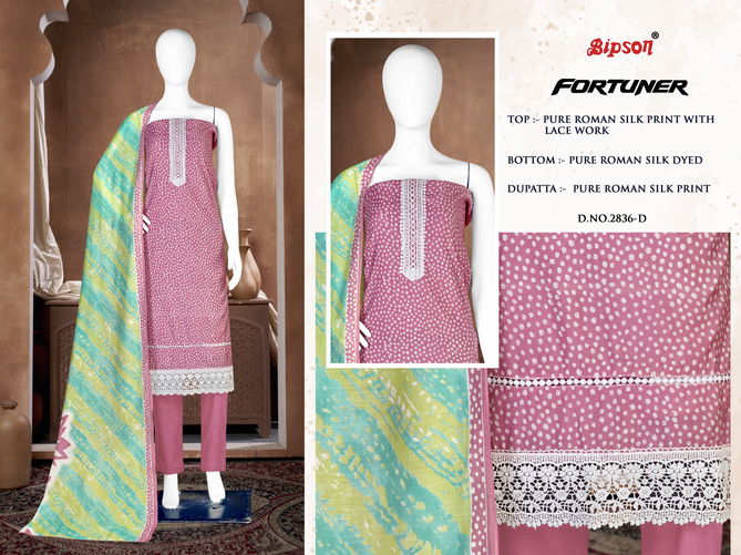 Fortuner 2836 By Bipson Roman Silk Non Catalog Dress Material Wholesalers In Delhi
